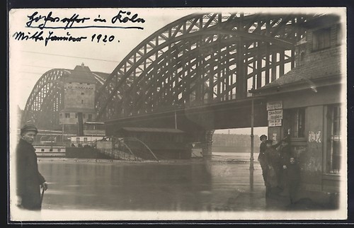 Foto köln hochwasser an - foto-ak, köln,