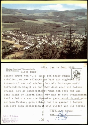 Ansichtskarte fredeburg - ansichtskarte,